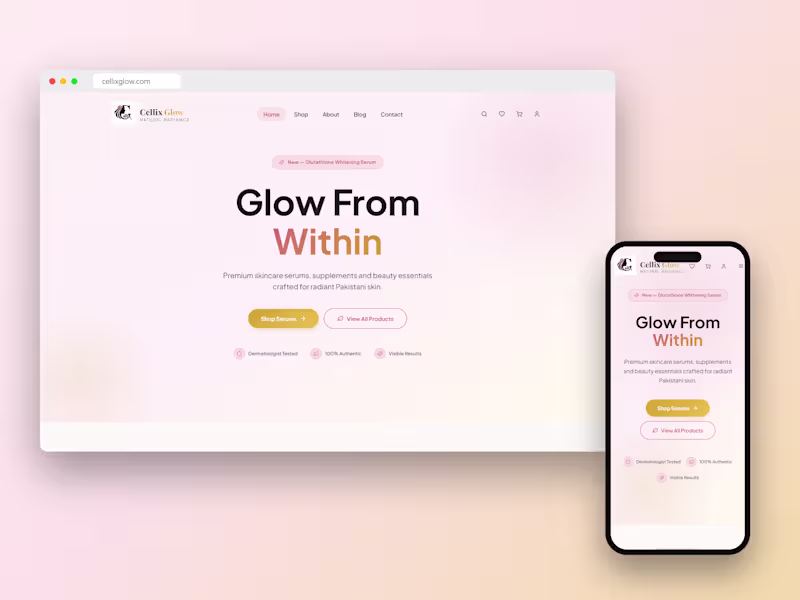 Cover image for Cellix Glow — Premium D2C Skincare Store, Pakistan