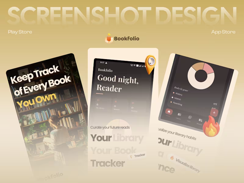 Cover image for Playstore screenshot design for Bookfolio:Book tracker App. ...