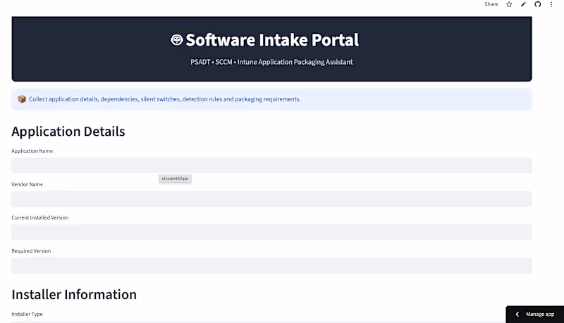 Cover image for Built a Streamlit-based Software Intake