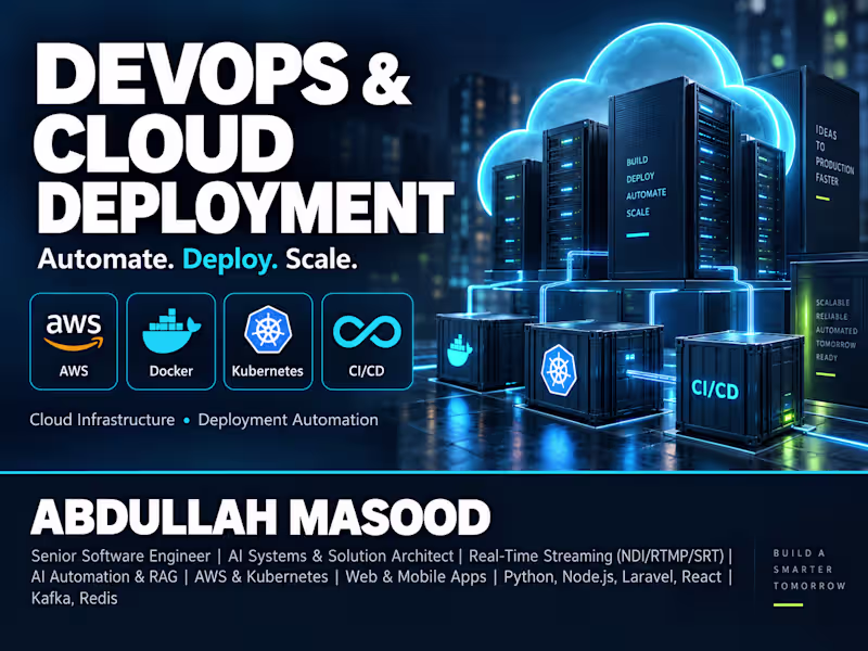 Cover image for DevOps & Cloud Deployment | AWS, Docker, Kubernetes & CI/CD