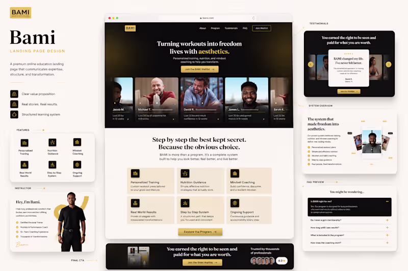Cover image for BAMI Fitness Coaching Landing Page Design & Development