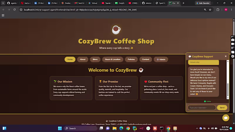 Cover image for AI Support & Ordering Agent for Cafés and Restaurants