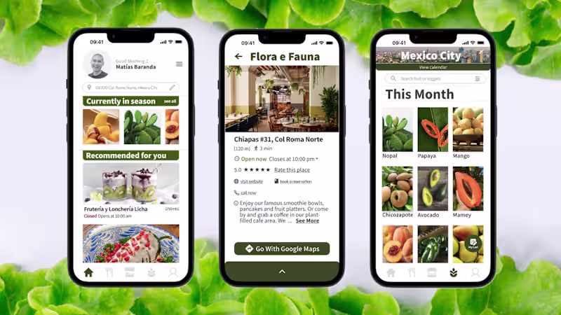 Cover image for ⚘𖧷 UX / UI Work for Seasons, an App to Eat Seasonally 𖧷 ⚘