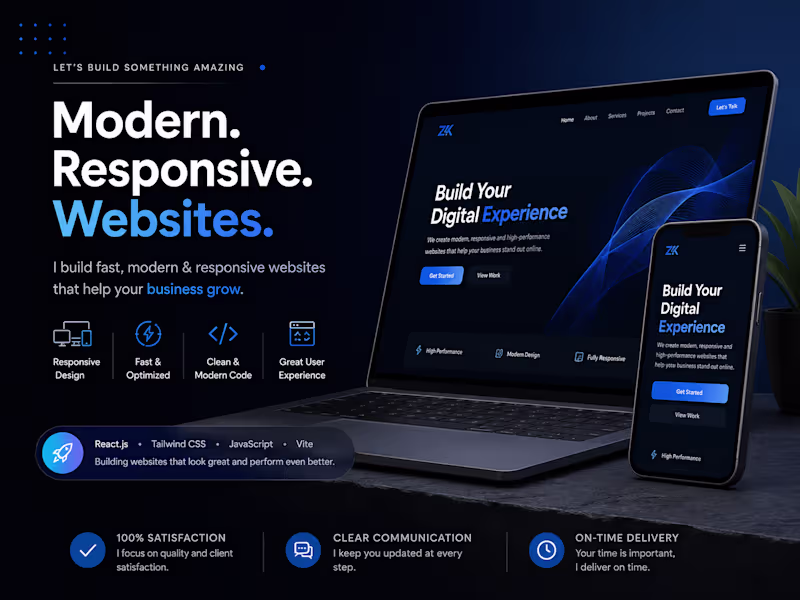 Cover image for Modern responsive websites for startups & personal brands