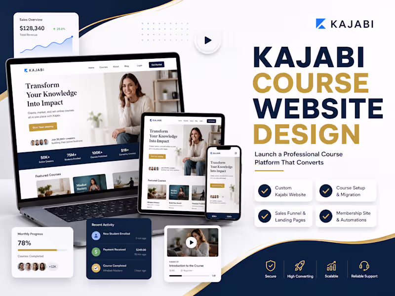 Cover image for Kajabi Website Design for Coaches & Course Creators