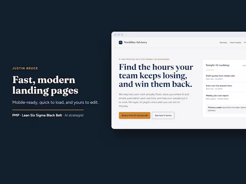 Cover image for Fast, Modern Landing Page or Small Business Site