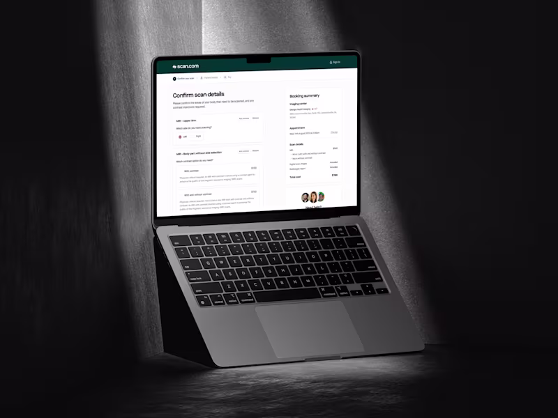 Cover image for Scan.com: Designing the B2C Patient Booking Funnel for Scan.com