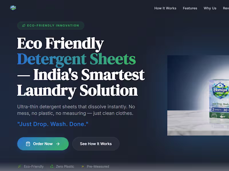Cover image for HomiyaCare — Premium Product Website & Landing Experience