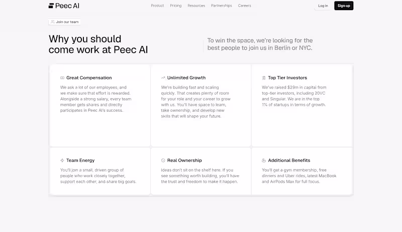 Cover image for Peec.ai's careers page, connected to