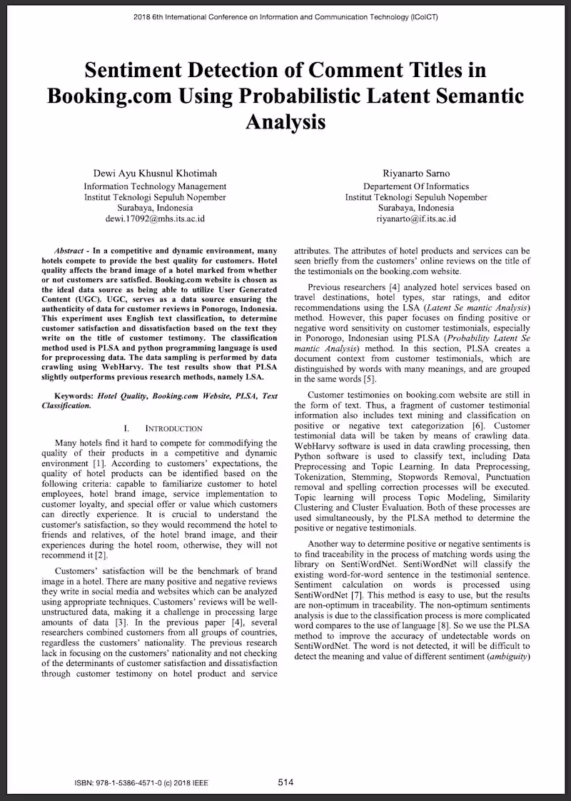 Cover image for IEEE Publication on Sentiment Analysis (2018)