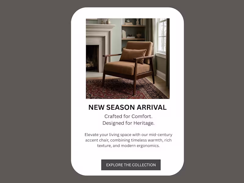 Cover image for Mid-Century Accent Chair — E-commerce Campaign & Editorial Copy