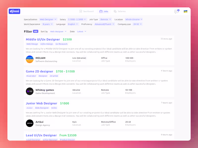 Cover image for Djinni - 🧑‍💼 Recruitment Platform | Desktop | Ui/Ux Startup