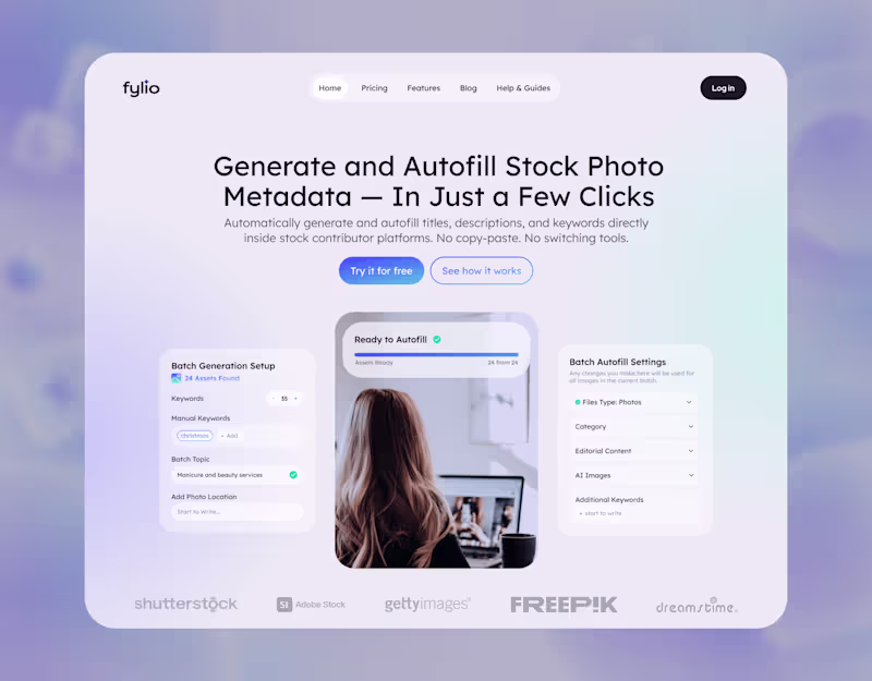 Cover image for Fylio — AI SaaS Website Design for Stock Contributors