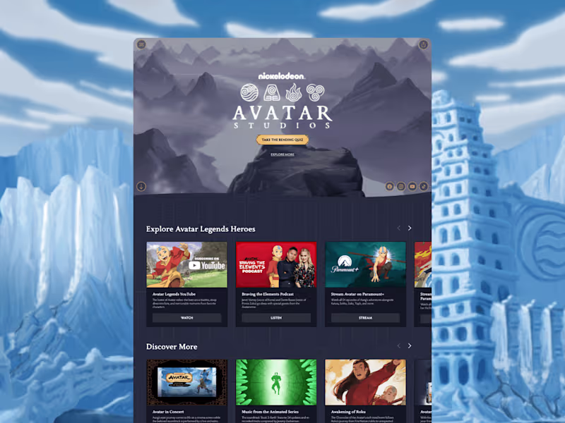 Cover image for Avatar Studios — Official Nickelodeon Website Design