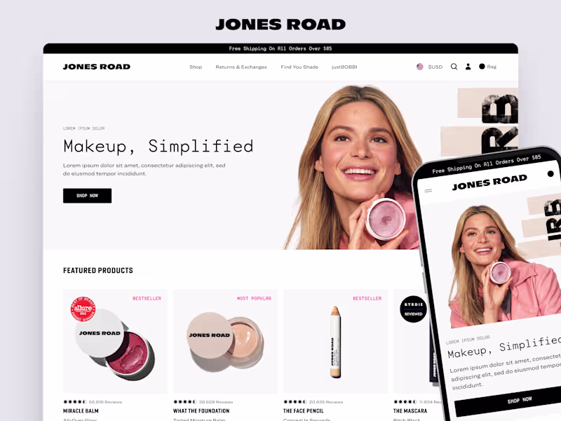 Cover image for Jones Road Beauty Homepage Redesign