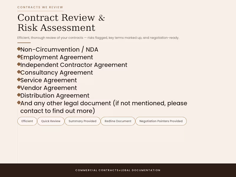 Cover image for  Contract Review & Risk Assessment
