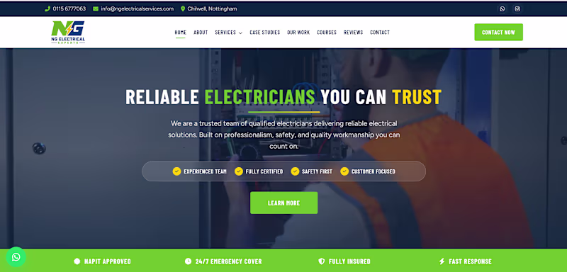 Cover image for NG Electrical Services Website