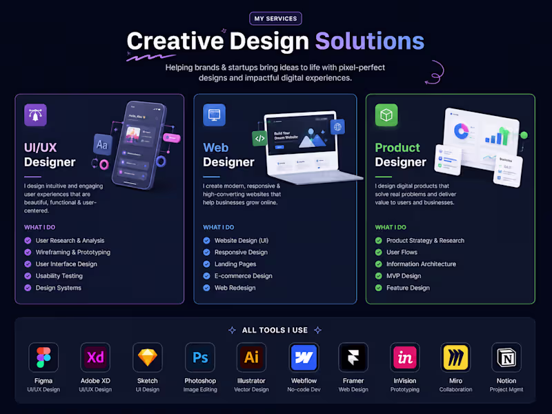 Cover image for Creative UI/UX, Web & Product Design Services