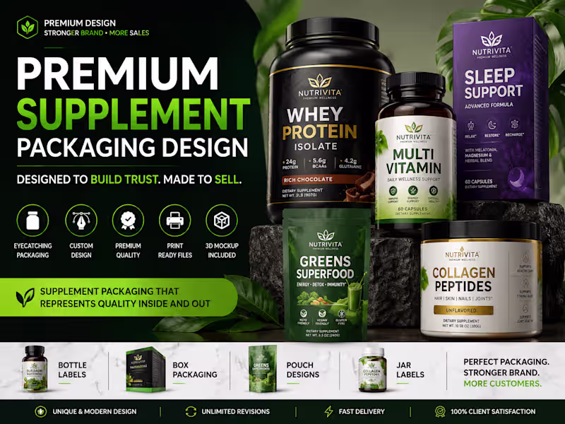 Cover image for Premium Supplement Packaging Design for Health & Wellness Brands
