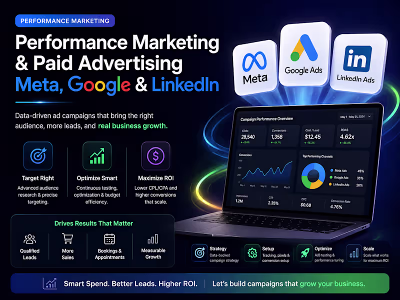 Cover image for Performance Marketing & Paid Advertising Meta, Google & Linkedin
