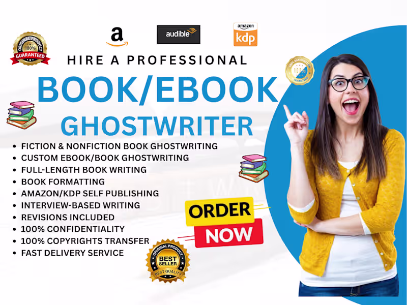 Cover image for Your expert ghostwriter for your fiction & nonfiction ebooks
