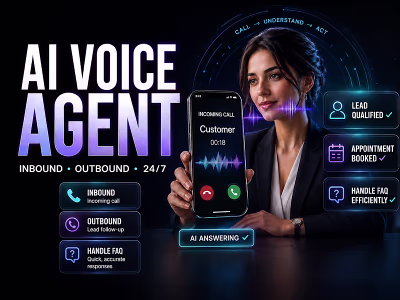 Cover image for I will build an ai voice receptionist for local businesses