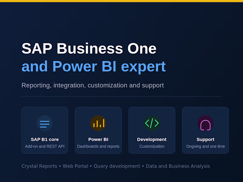Cover image for SAP Business One Reporting & Power BI Dashboards