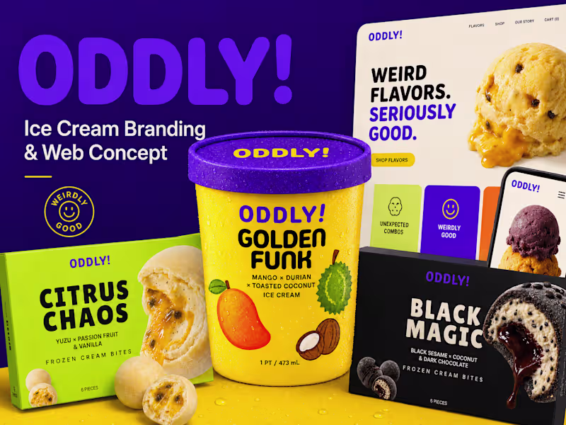 Cover image for ODDLY! | Ice Cream Landing Page & Brand Concept