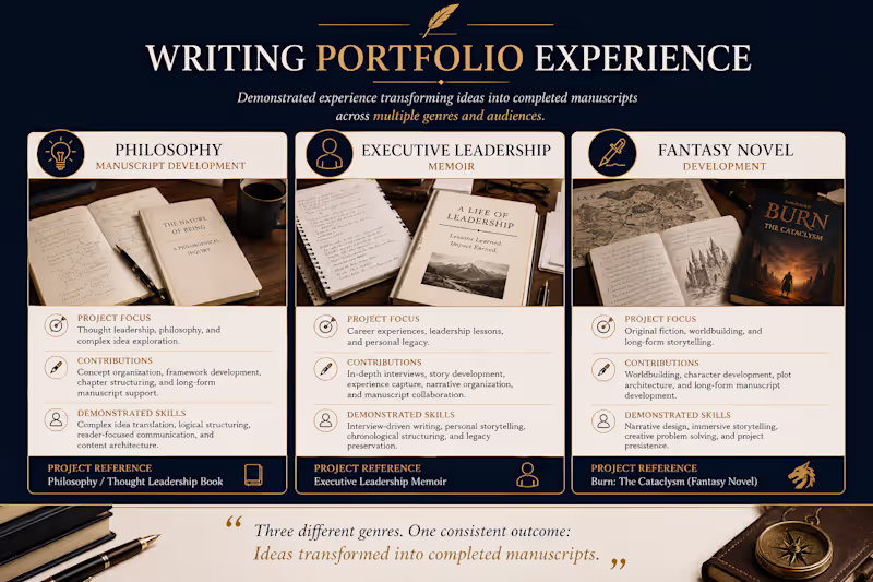 Cover image for Ghostwriting & Thought Leadership Development
Project