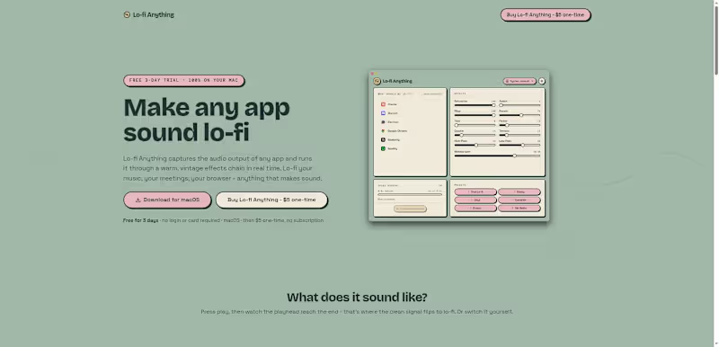Cover image for Lo-fi Anything — Real-Time Vintage Audio for macOS