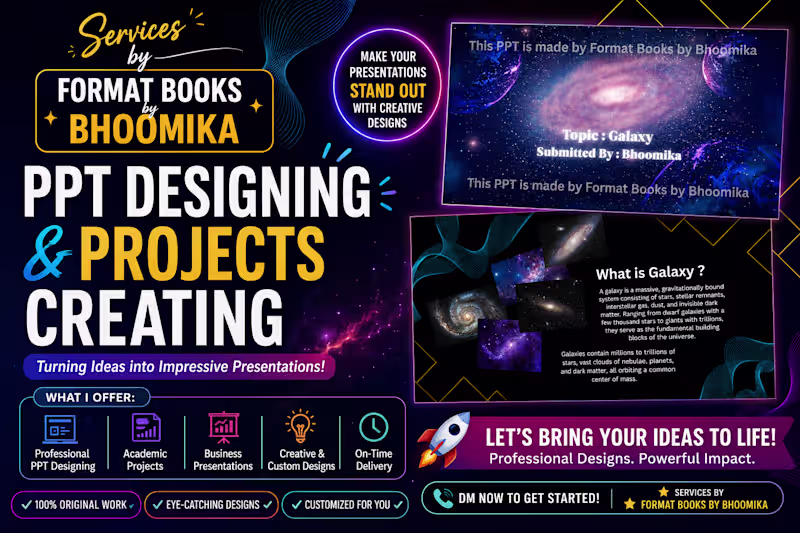 Cover image for Projects , PPT Designing and Creating !