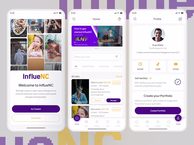 Cover image for UI Design for InflueNC Mobile Apps