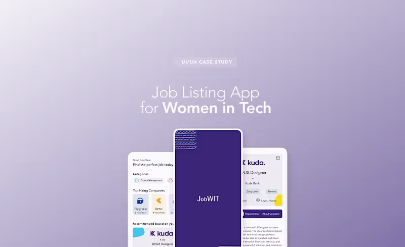 Cover image for JobWIT: A job listing App for Women in Tech — UI/UX Case Study