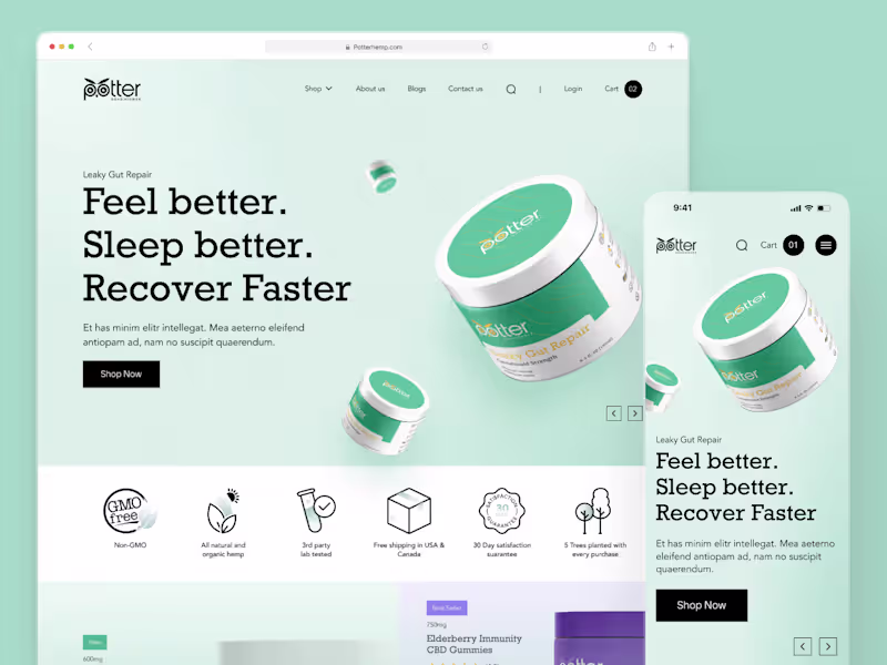 Cover image for Redesign E-com Website | Potterhemp