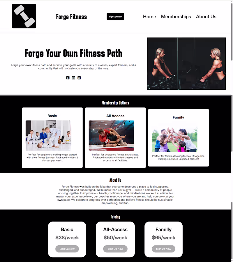 Cover image for Gym Landing Page