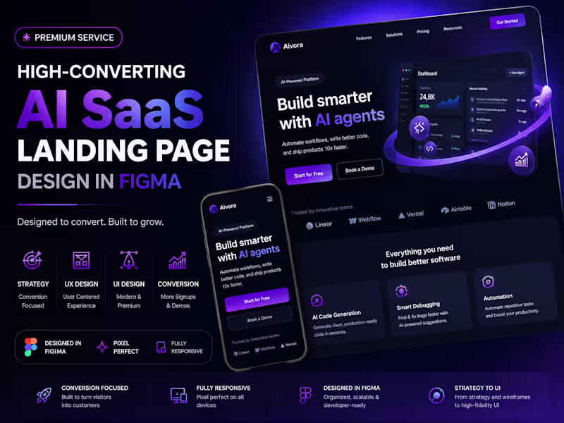 Cover image for High-Converting AI SaaS Landing Page Design in Figma