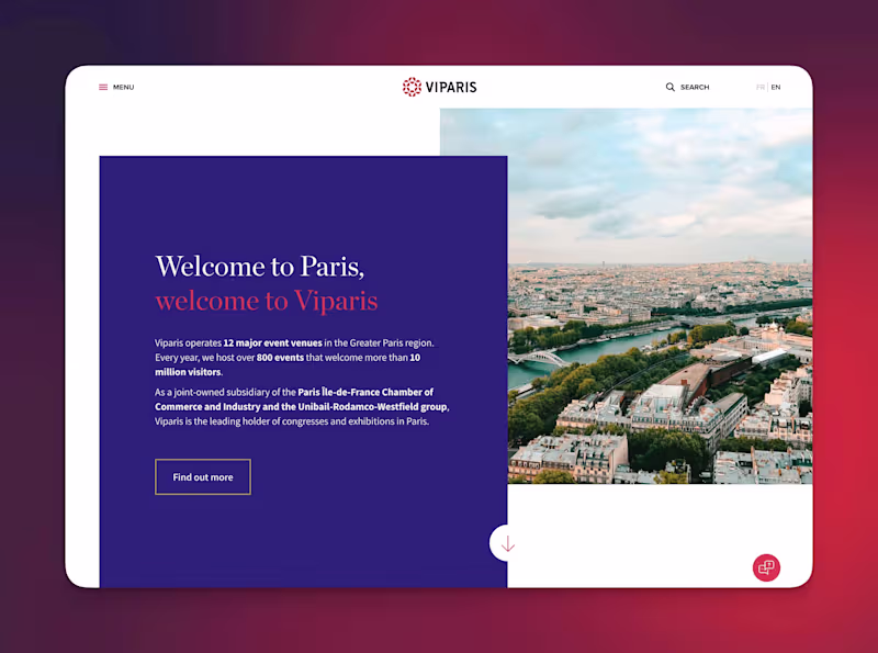 Cover image for Events Company Viparis Website