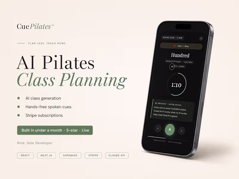 Cover image for CuePilates, an AI-powered Pilates SaaS