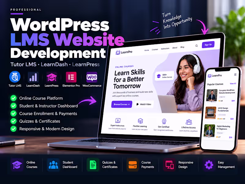 Cover image for WordPress LMS & Online Course Website Development