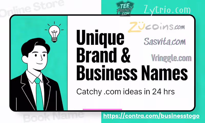 Cover image for 5 Brand Names with Trademark Check + Domain + Social Media