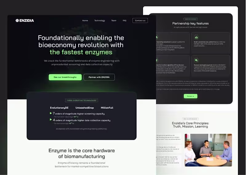 Cover image for Enzidia - Biotech Website Redesign