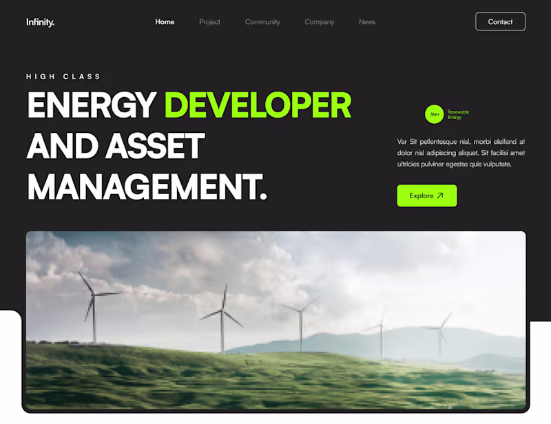 Cover image for Homepage for a Infinity Energy Company