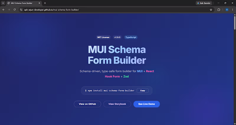 Cover image for Schema-driven form builder for MUI