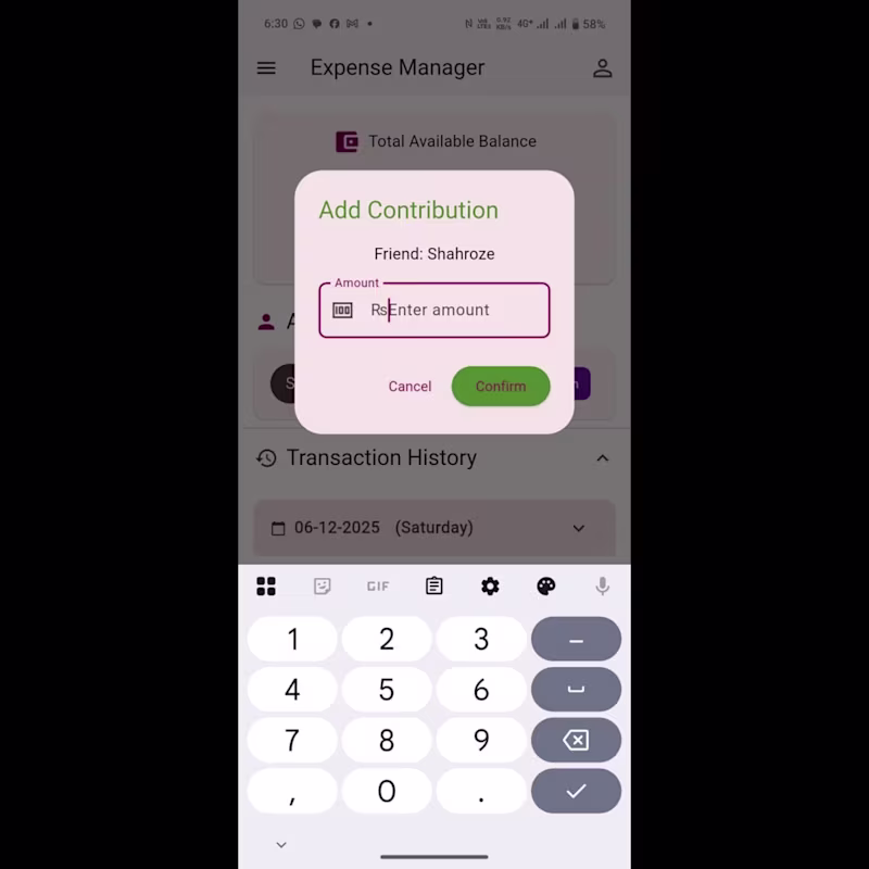 Cover image for Expense Manager App. which manages expenses evenly among roo...