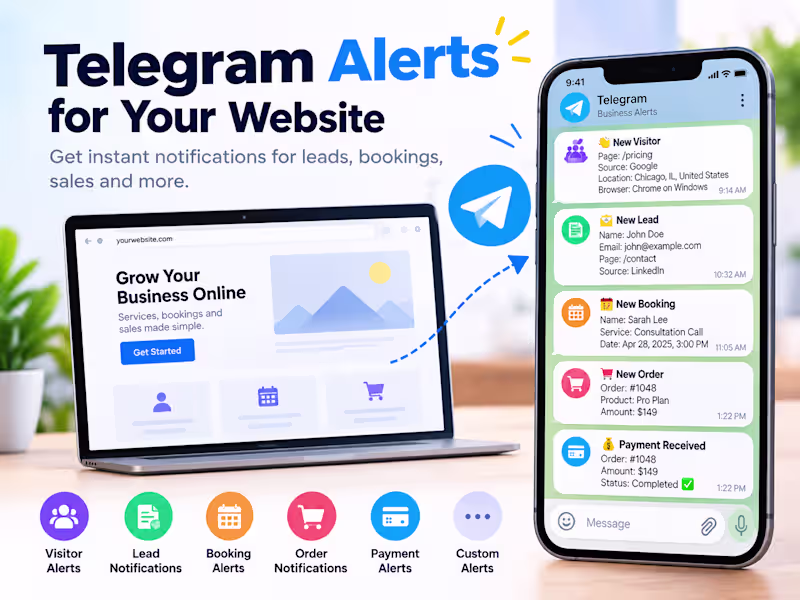 Cover image for Set Up Telegram Alerts for Website Leads, Sales & Bookings