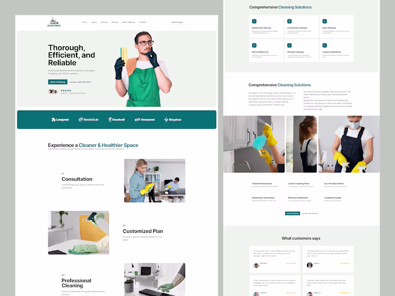 Cover image for Professional Cleaning Service Website Design