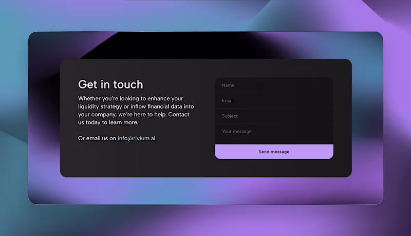 Cover image for A clean and confident “Get in touch” section for Rivium AI —...
