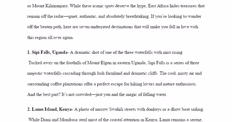 Cover image for Exploring Hidden Gems of East Africa