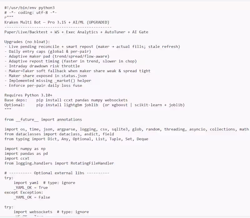 Cover image for AI Trading Bot – Pro 3.15 (AI/ML Enhanced)