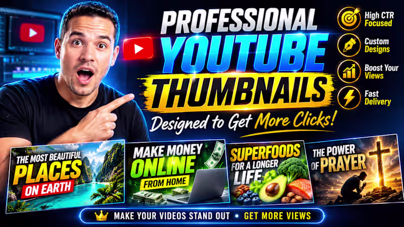 Cover image for 1 Custom YouTube Thumbnail — High-CTR Design